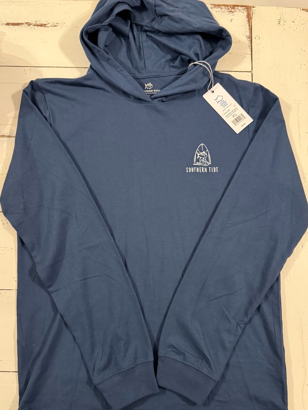 Southern Tide Boy’s Blue Hooded Long-Sleeve Shirt